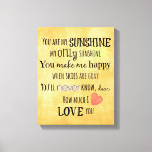 Toile Vous êtes ma Sunshine Word Art Typographie
