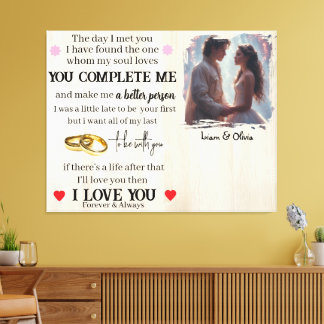 Toile Vous Me Complétez Photo Personnalisée Mariage Anni