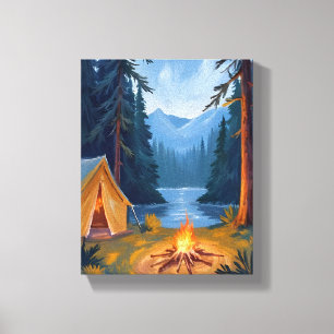 Toile Voyage de camping Feu de camp de forêt Tente Aquar
