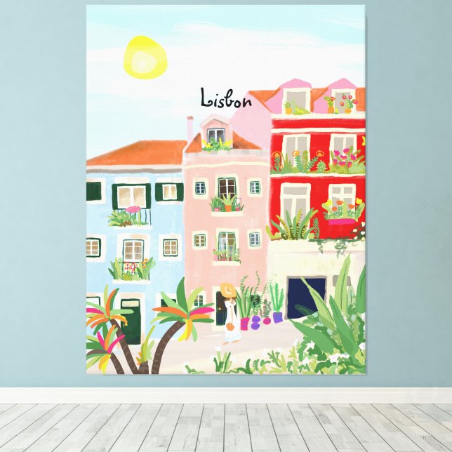 Toile Voyage de Lisbonne coloré (Insitu (Plancher de Bois))