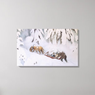Toile Voyage de Noël à travers la neige (par Kittelsen)