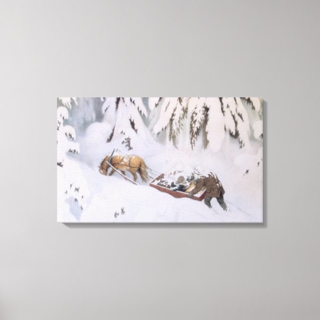 Toile Voyage de Noël à travers la neige (par Kittelsen) (Recto)