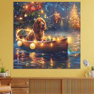 Toile Voyage de Noël du Cocker Spaniel