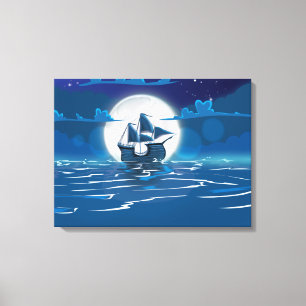 Toile Voyage en bois de bateau de voile dans le clair de