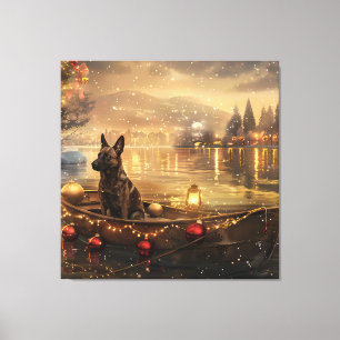 Toile Voyage festif de Noël du Malinois belge