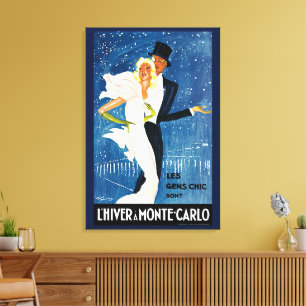 Toile Voyage Vintage, Amour Romantique Hiver à Monte Car