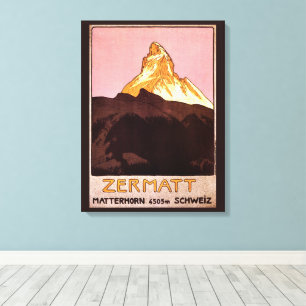 Toile Voyage vintage, Mont Matterhorn, Suisse