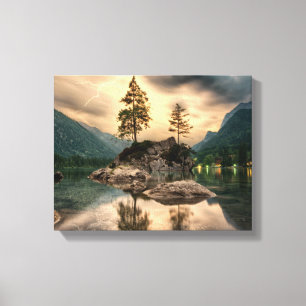 Toile Voyages de nature - paysage de montagnes de l'eau