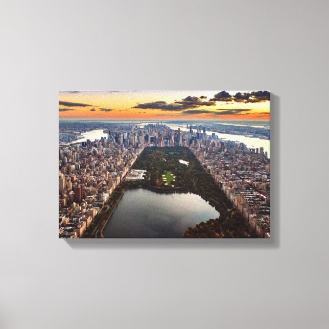 Toile Vue aérienne de Central Park au coucher du soleil (Recto)