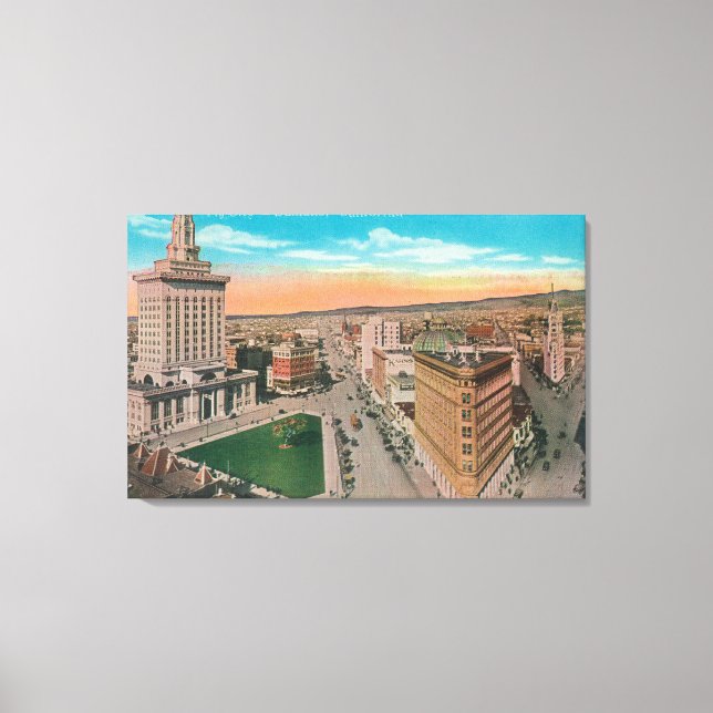 Toile Vue aérienne de CityOakland, CA (Recto)