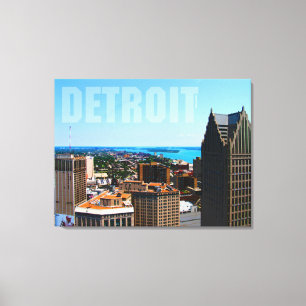 Toile Vue aérienne de Detroit City Skyline