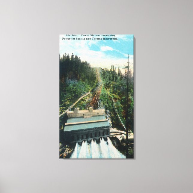 Toile Vue aérienne de la centrale électrique Electron (Recto)