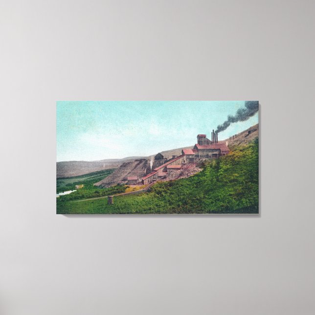 Toile Vue aérienne de la mine de la vertu Baker City, OU (Recto)