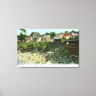 Toile Vue aérienne de la plage se baignante