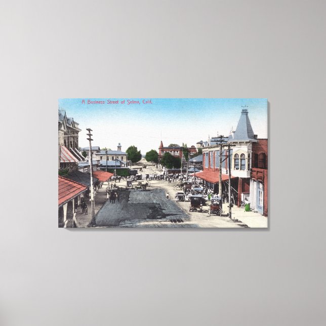 Toile Vue aérienne de la section des affairesSelma, CA (Recto)