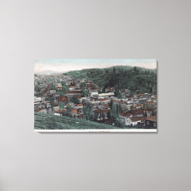 Toile Vue aérienne de la ville # 2Sonora, CA (Recto)