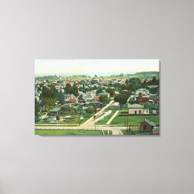 Toile Vue aérienne de la ville de Santa Cruz, CA (Recto)