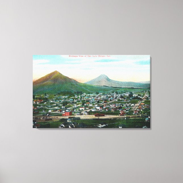 Toile Vue aérienne de la villeSan Luis Obispo, CA (Recto)