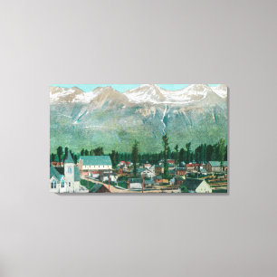 Toile Vue aérienne de la zone résidante de la ville