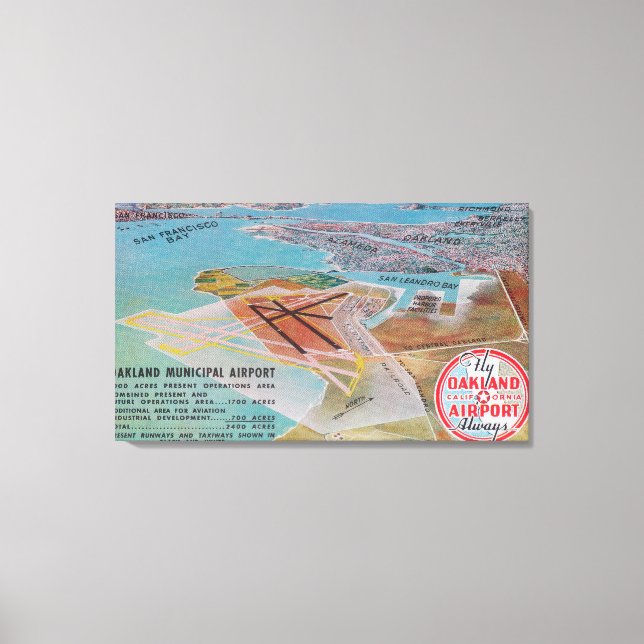 Toile Vue aérienne de l'aéroport municipal et de SF Bay (Recto)