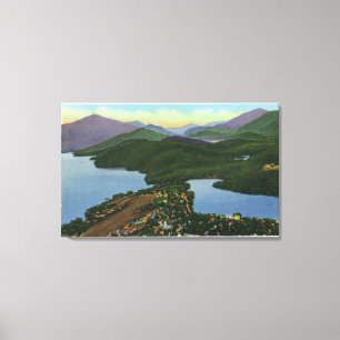 Toile Vue aérienne de Lake Placid et de lac mirror