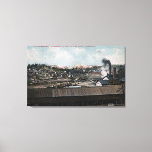 Toile Vue aérienne de puits de mine et de ville