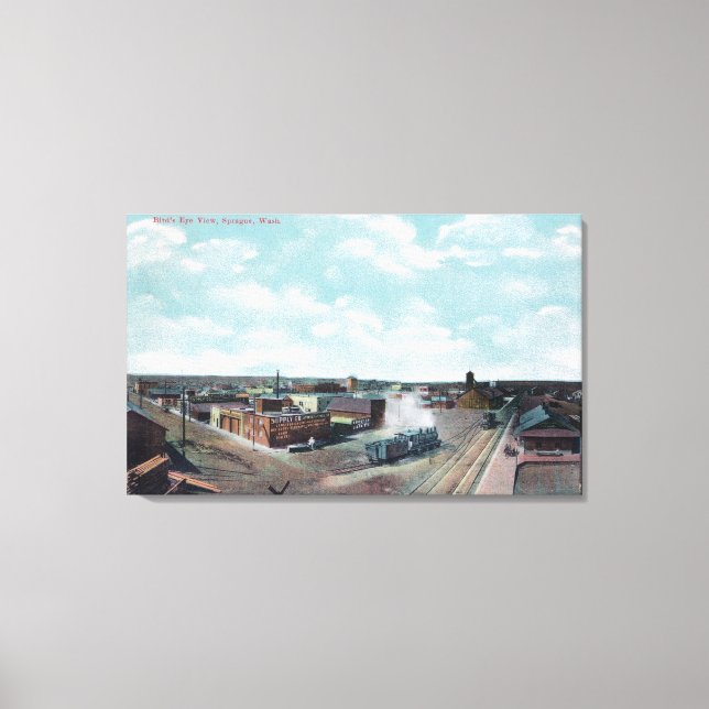 Toile Vue aérienne de TownSprague, WA (Recto)