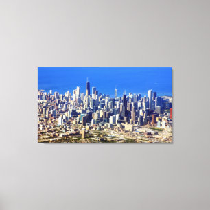 Toile Vue aérienne du centre-ville de Chicago avec le la