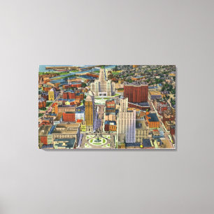 Toile Vue aérienne du centre ville et du centre