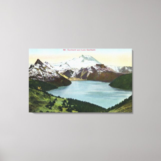 Toile Vue aérienne du lac Garibaldi et du mont Garibald (Recto)