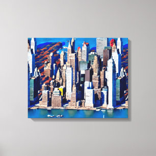 Toile Vue aérienne du Motif de Manhattan