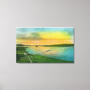 Toile Vue aérienne du pont Bay jusqu'à Hayward, CA