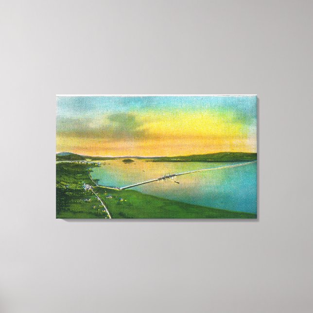 Toile Vue aérienne du pont Bay jusqu'à Hayward, CA (Recto)