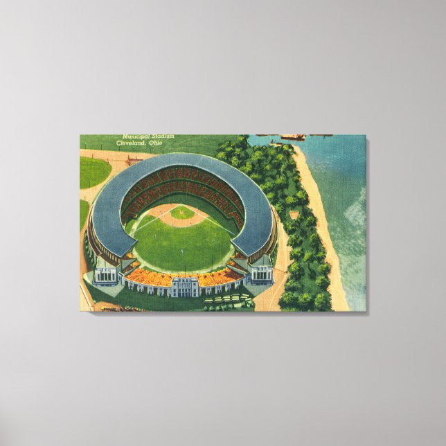Toile Vue aérienne du stade municipal de Cleveland, OH (Recto)