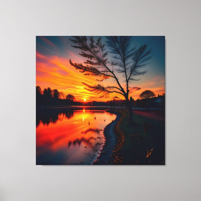 Toile Vue coucher de soleil paysage quatre (Recto)