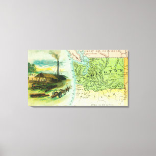 Toile Vue de carte de l'état avec une scène lourde
