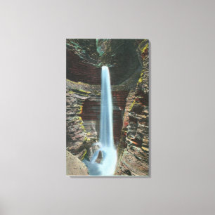 Toile Vue de cascade spectaculaire de caverne