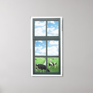 Toile Vue de fenêtre de Faux de vaches