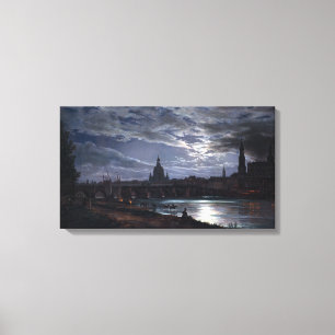 Toile Vue de Johan Christian Dahl de Dresde par clair de