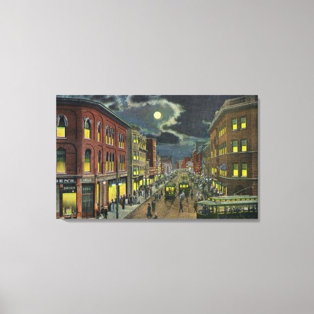 Toile Vue de la rue Lisbonne la nuit (Recto)