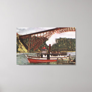 Toile Vue de la servante du bateau de plaisance quittant