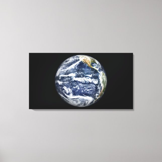 Toile Vue de la Terre entière centrée sur l'océan Pacifi (Recto)