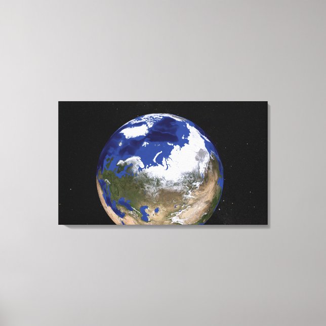 Toile Vue de la Terre montrant la région arctique (Recto)