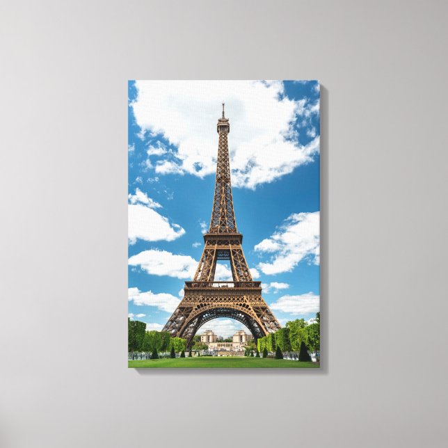 Toile Vue de la Tour Eiffel depuis le parc public Champ  (Recto)