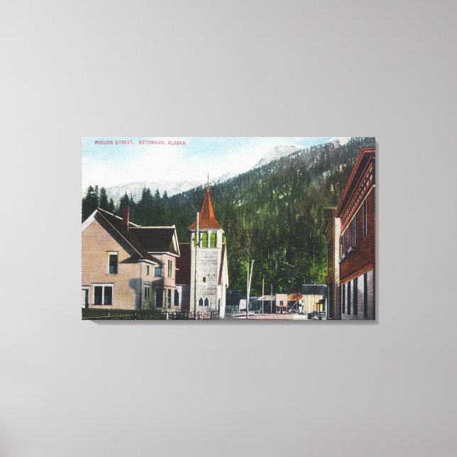 Toile Vue de la ville de Mission StreetKetchikan, AK (Recto)