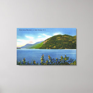 Toile Vue de lac de montagne de saut de cerfs communs