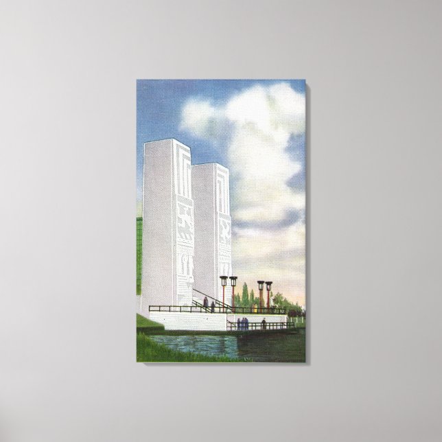 Toile Vue de l'atterrissage et des pylônes (Recto)