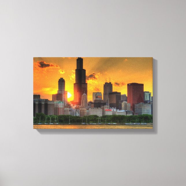 Toile Vue de l'horizon de Chicago depuis Adler (Recto)