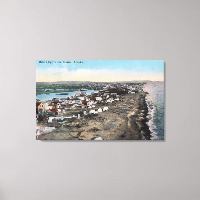 Toile Vue de l'oeil de l'oiseau de TownNome, AK (Recto)