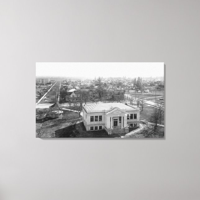 Toile Vue de Medford, Oregon et de la bibliothèque (Recto)